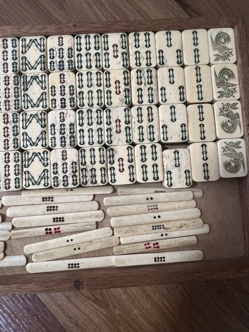 麻雀　麻雀パイ 竹背 骨牌 アンティーク 骨董マージャン　麻雀牌（骨牌）