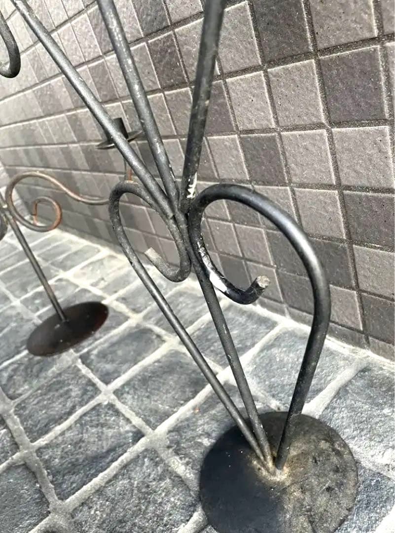 希少　35年ヴィンテージ 鉄製　キャンドルスタンド　黒　ブラック