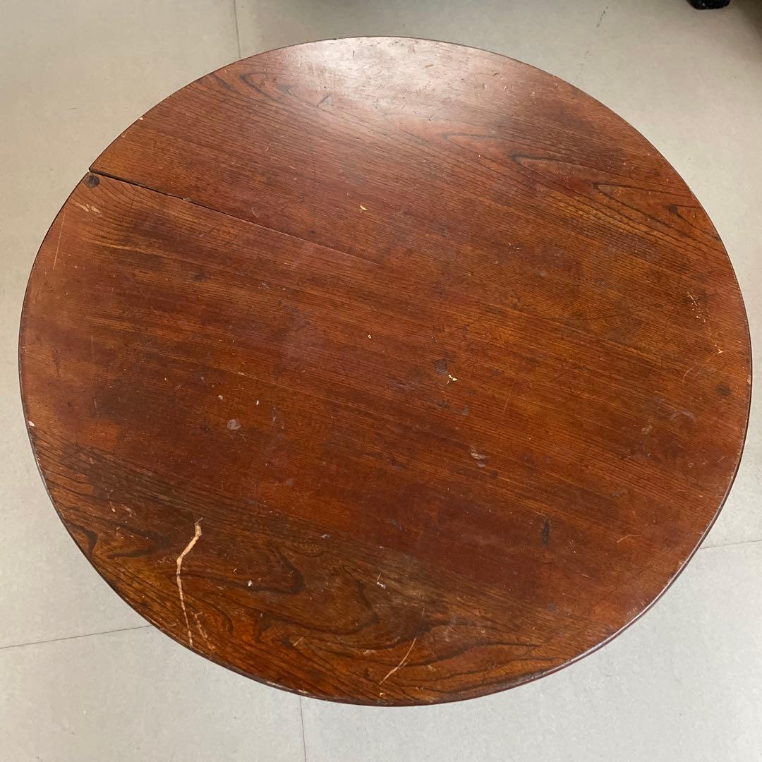 木製円形座卓 ダークブラウン 4本脚