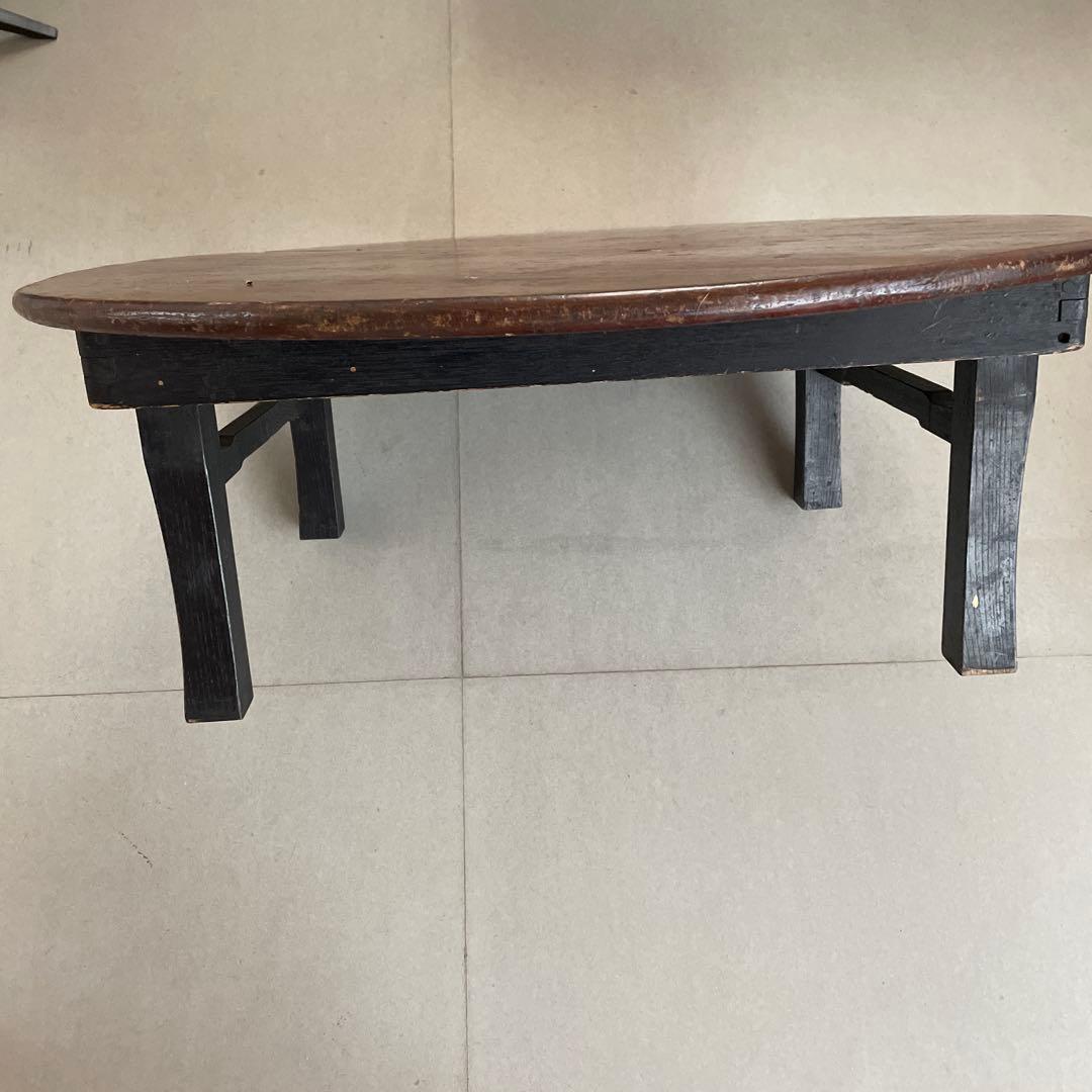 木製円形座卓 ダークブラウン 4本脚