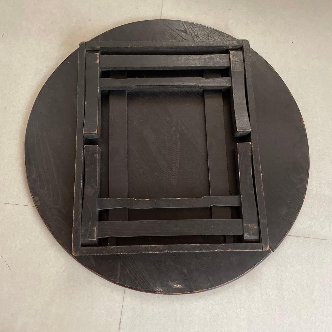 木製円形座卓 ダークブラウン 4本脚