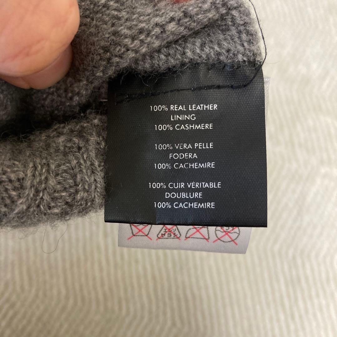 GUCCI レザーの手袋　ブラック　グレー