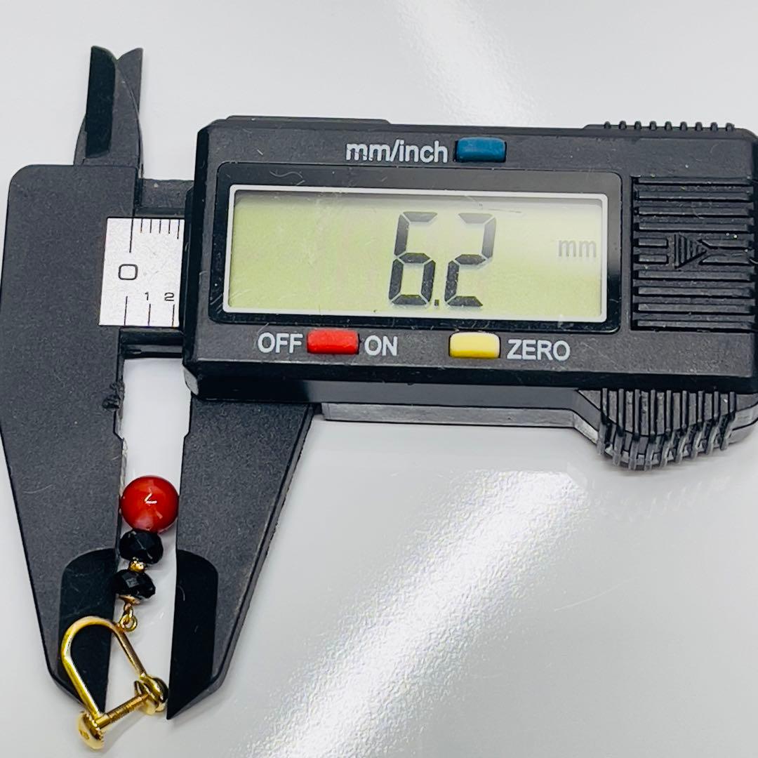 W*k様 【土佐名産】天然血赤珊瑚とブラックトルマリンK18イヤリング