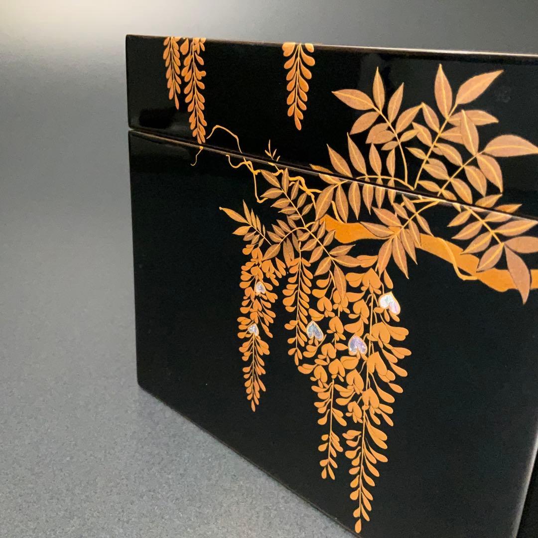 【茶道具】輪島塗　茶箱　藤蒔絵　6R0938ダP2