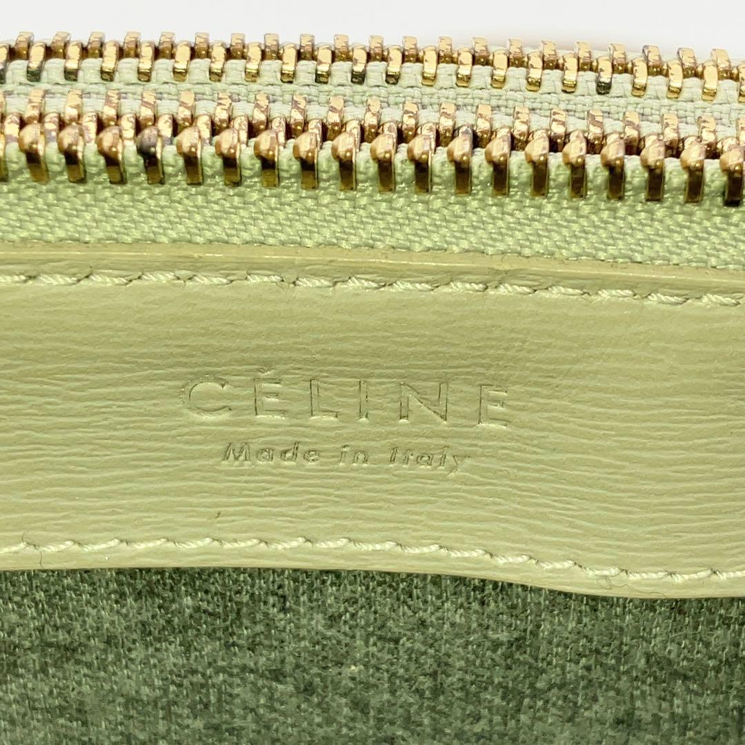 CELINE トリオ ラージ レザー ショルダーバッグ ライドグレー