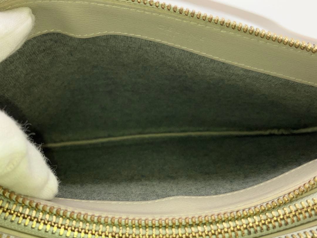 CELINE トリオ ラージ レザー ショルダーバッグ ライドグレー