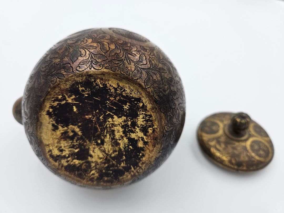 徳川家伝来 三つ葉葵紋 金銅薬缶 徳川家康 大名道具 煎茶道具 時代物