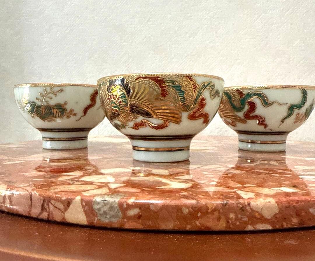 ☆高級アンティーク 骨董 茶器セット ぐい呑み 美品希少 金彩 清水焼き?!