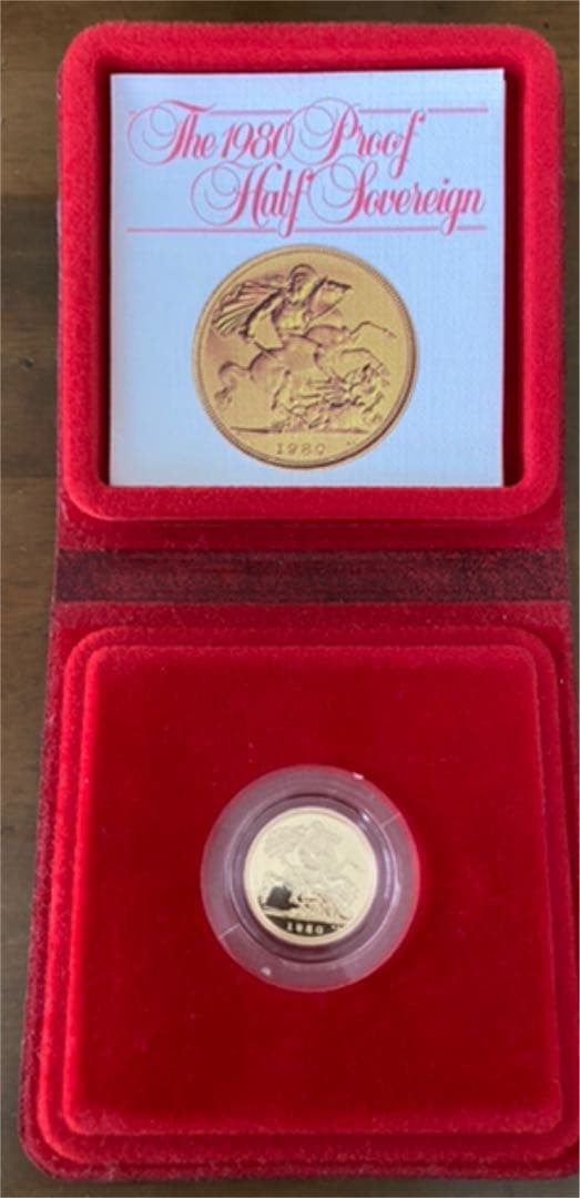 1980年　1/2ソブリン金貨　エリザベス2世　プルーフ金貨