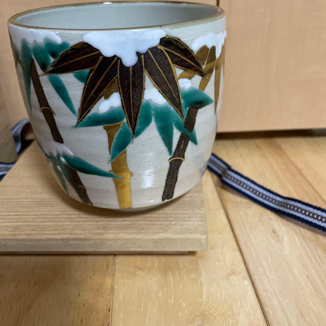 平安桐鳳　雪竹　筒抹茶盌