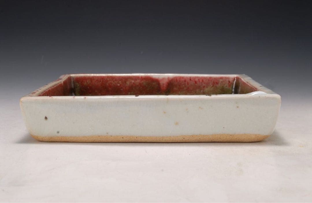 作家物 辰砂角皿 検）河井寛次郎 陶器 陶芸 皿 角皿 民藝 民芸 骨董 壺