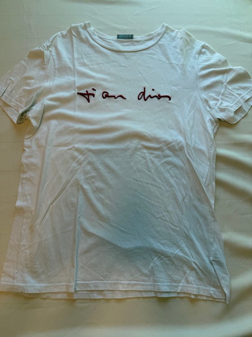 ブラピ　Dior ホワイト 刺繍Tシャツ　M ディオール