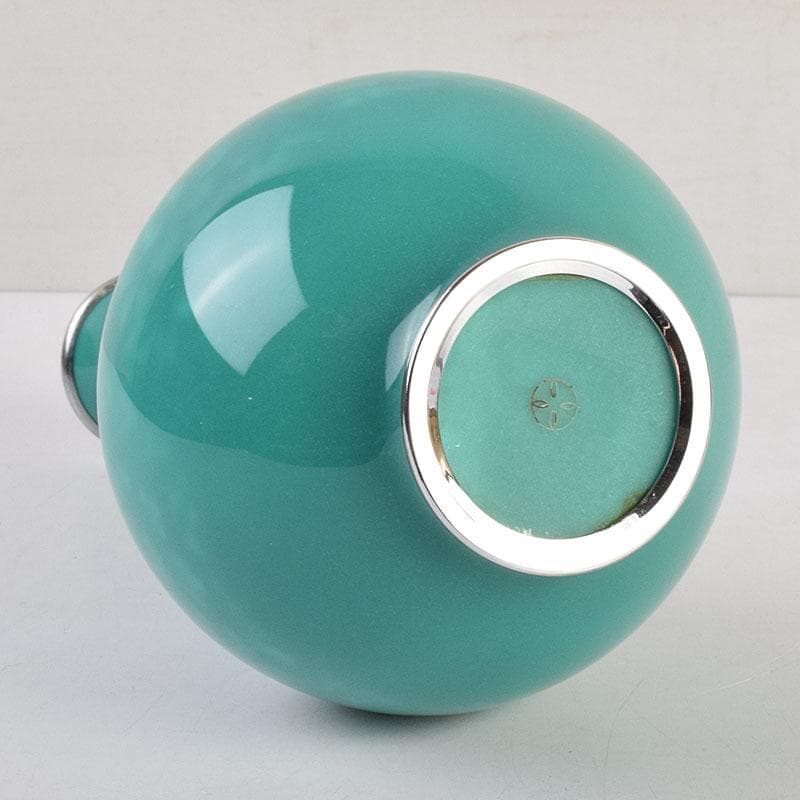 七宝焼　安藤七宝店　緑釉　花文　花瓶　合わせ箱　C　R9385H