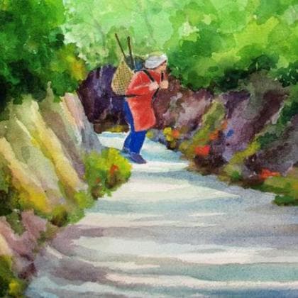 絵画「蝉時雨」　水彩画