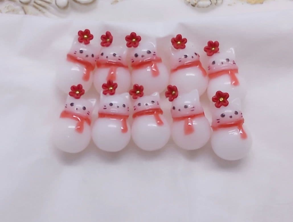 レジン パーツ 猫だるまちゃん Xmas