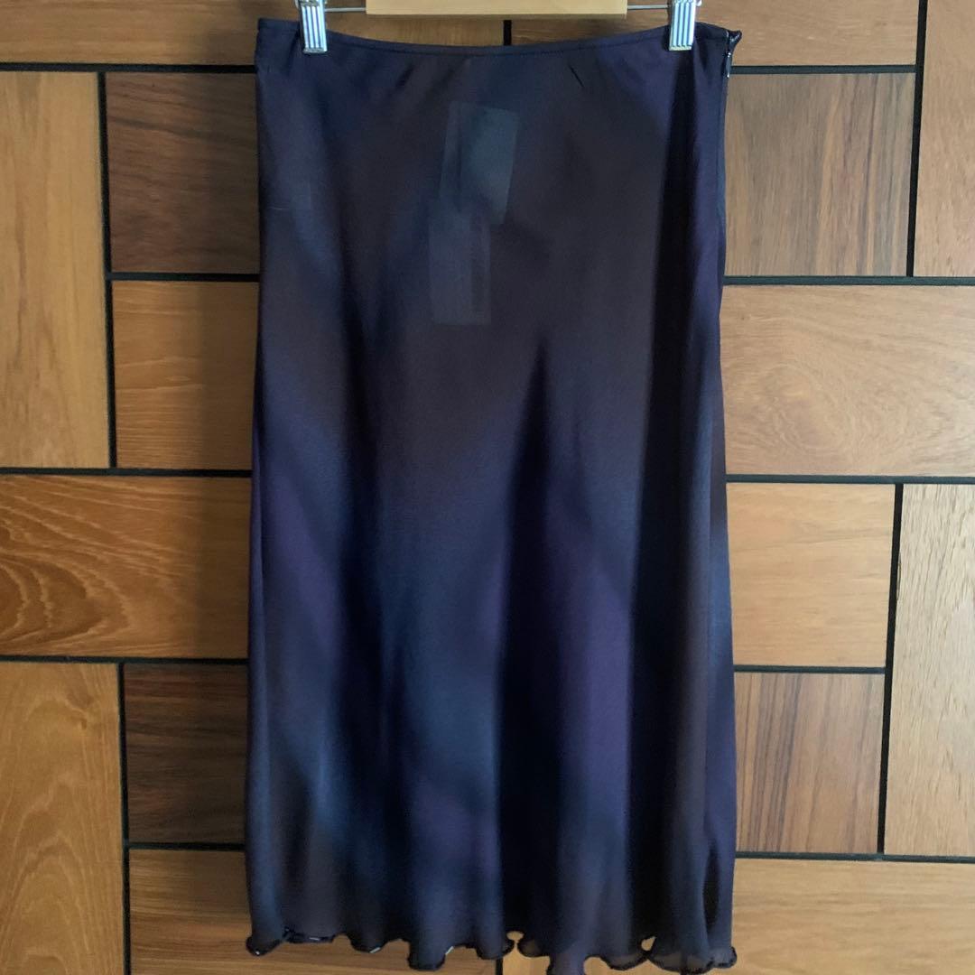 PRADA ジョーゼット シルク スカート ネイビー　タグ付き