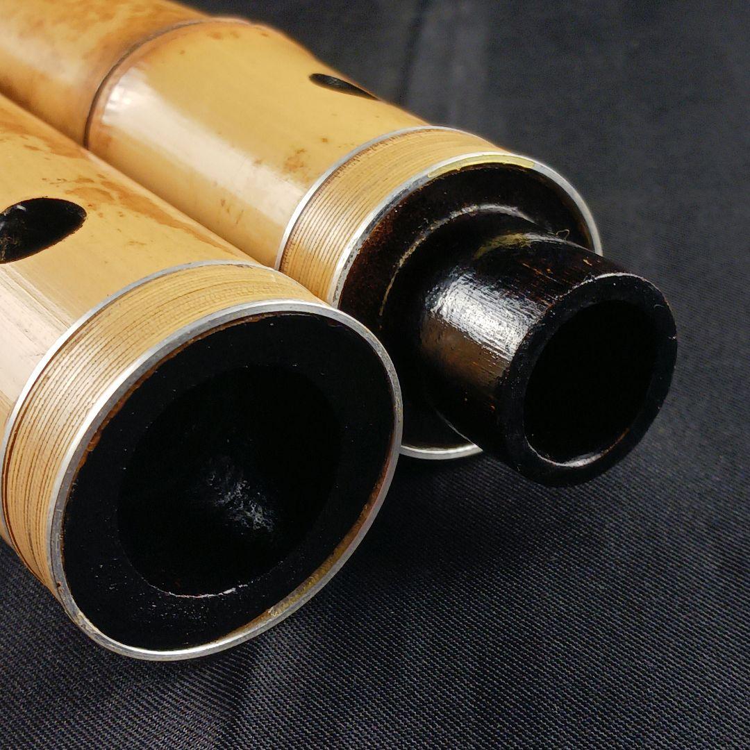 Y3110-1 琴古流 尺八 月童 銀三線 全長67㎝ 竹製