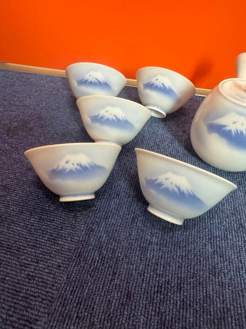 1836 深川製磁　富士山文　茶器セット　急須1客　湯呑5客
