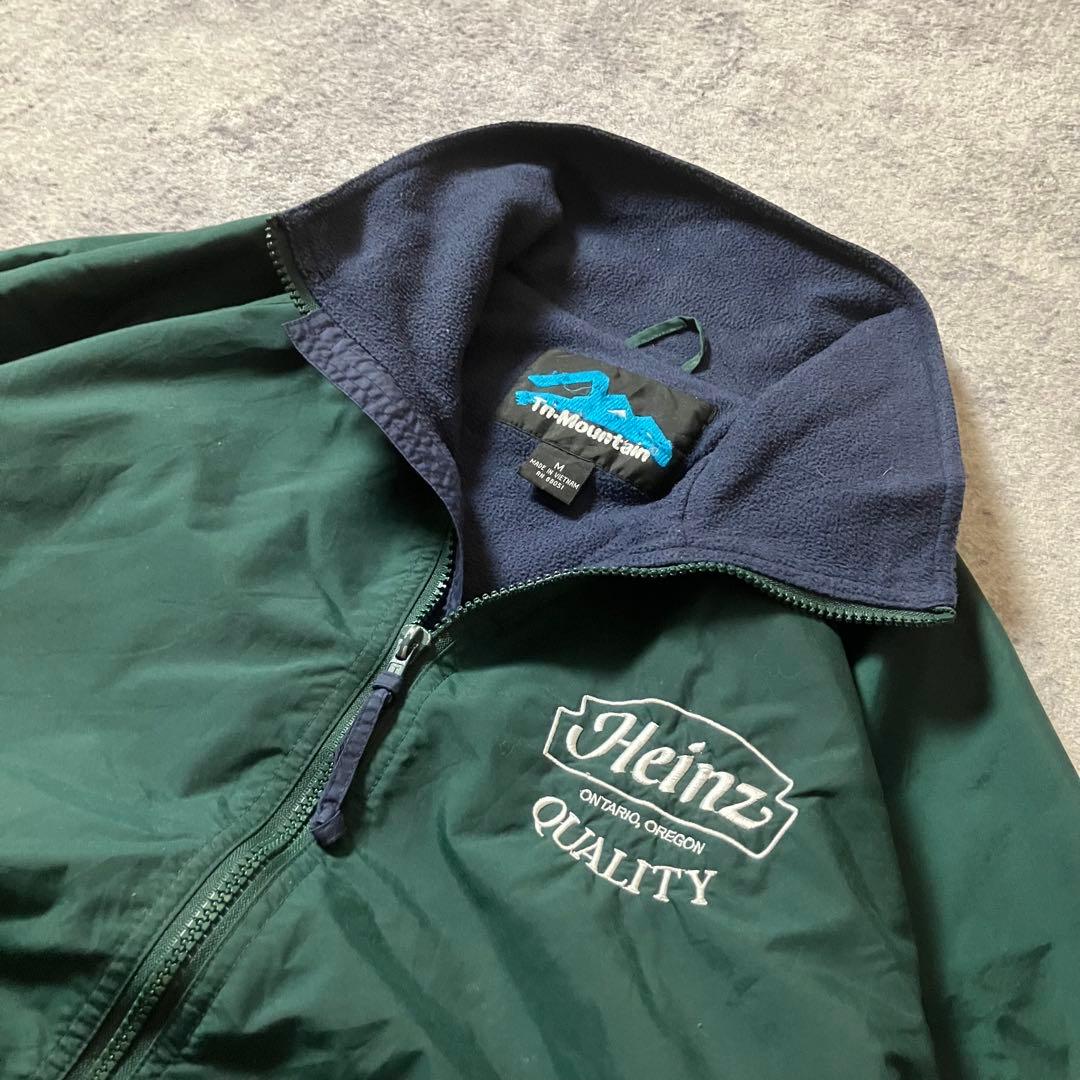 90sTriMountain短丈ウォームアップジャケット企業刺繍ナイロングリーン