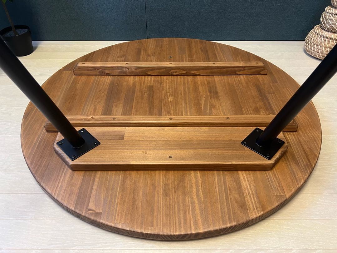 【オーダー】 テーブル 正方形 80cm パイン ウォルナット調 ボルト連結脚