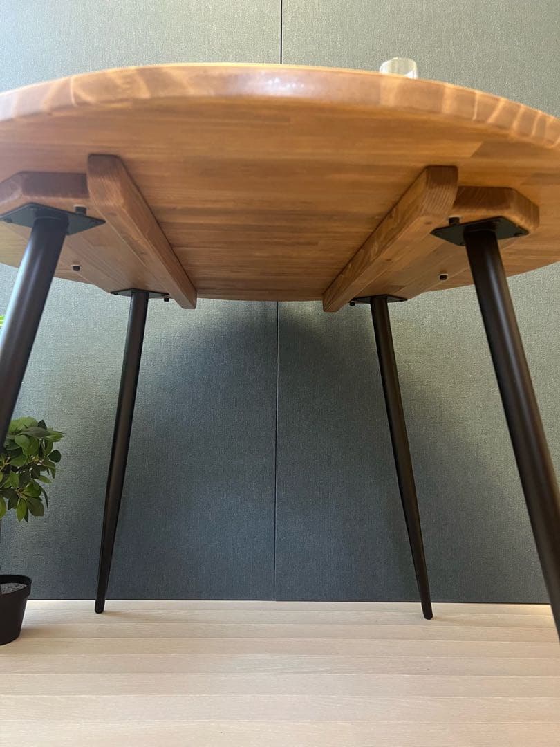 【オーダー】 テーブル 正方形 80cm パイン ウォルナット調 ボルト連結脚