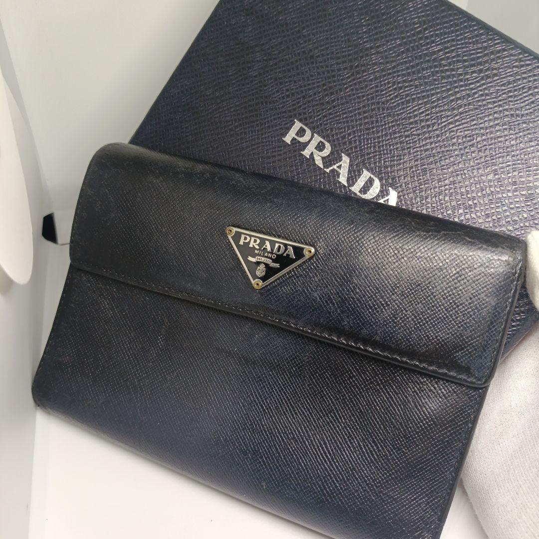 プラダ三つ折り財布 PRADA折財布ブラック