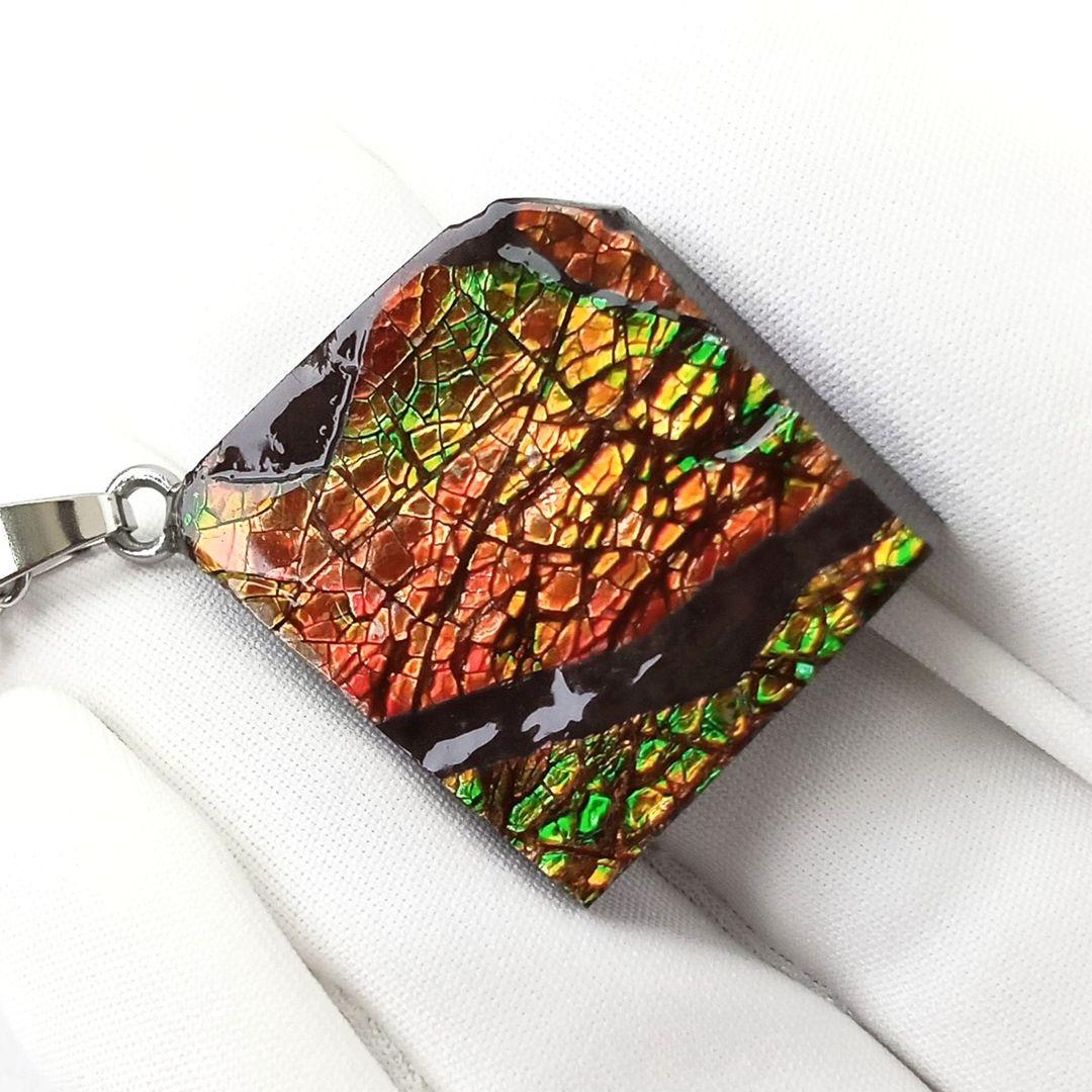 ネックレス｜超強力パワー！標本としても◎｜化石宝石　ドラゴンスキン・アンモライト