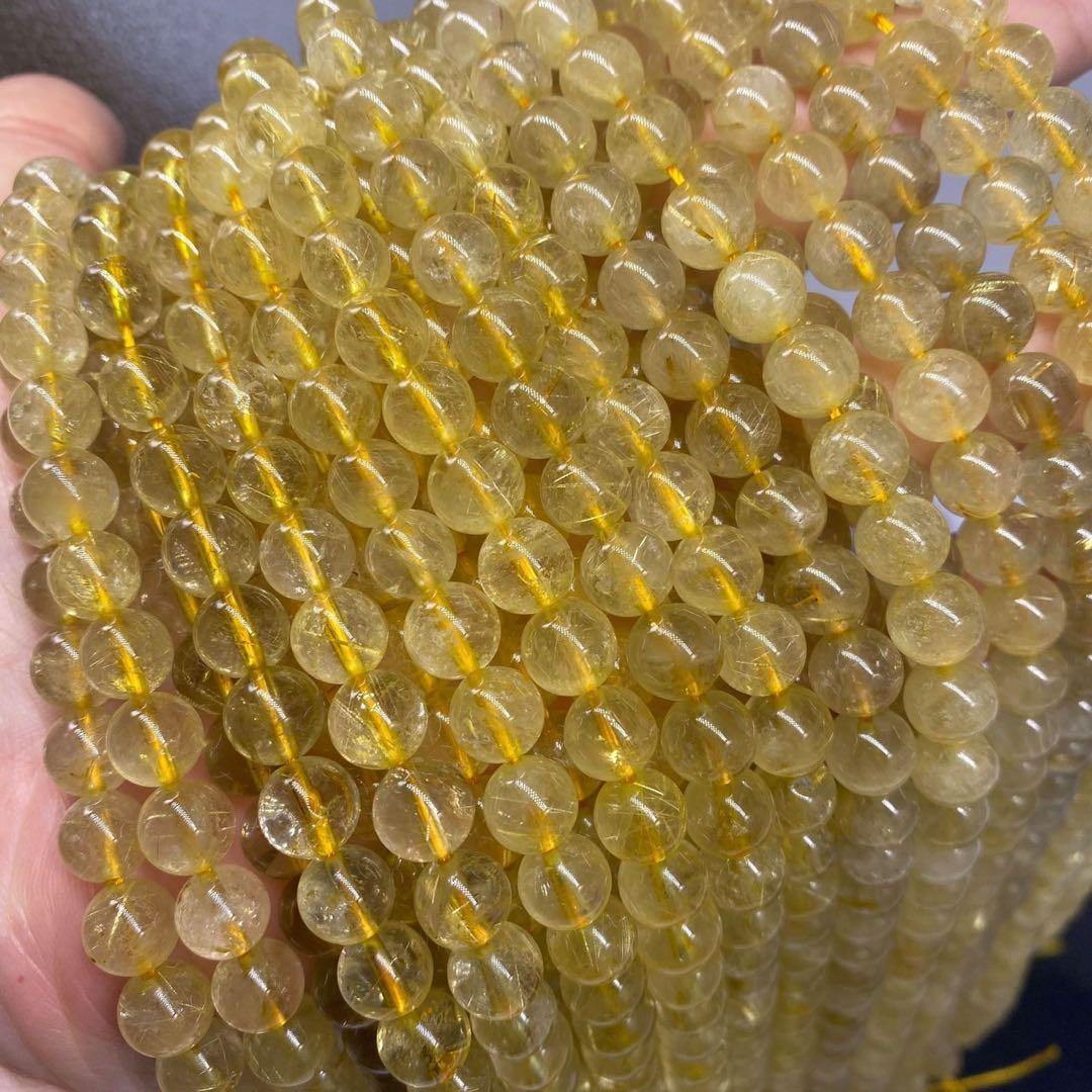 1連売り☆天然石 ルチルクォーツ連材 金運・商売繫盛運 パワーストーン 連材