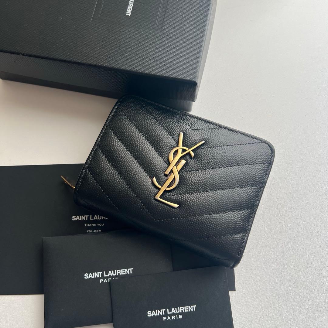 70 美品 SAINTLAURENT イヴサンローラン 2つ折り財布