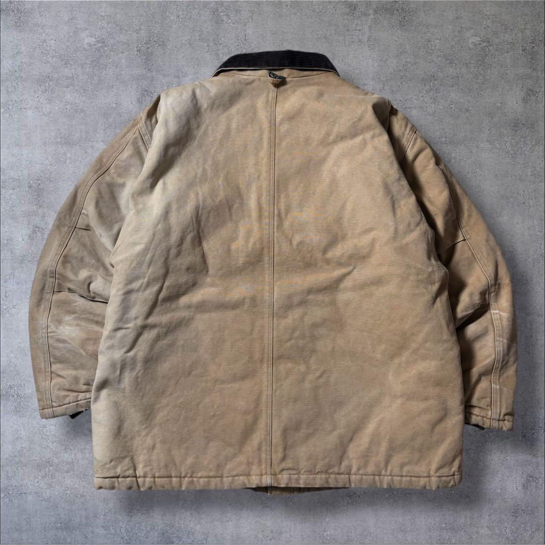 古着ダックジャケットトラディショナルコートキャメルブラウンコーデュロイ襟アメカジ