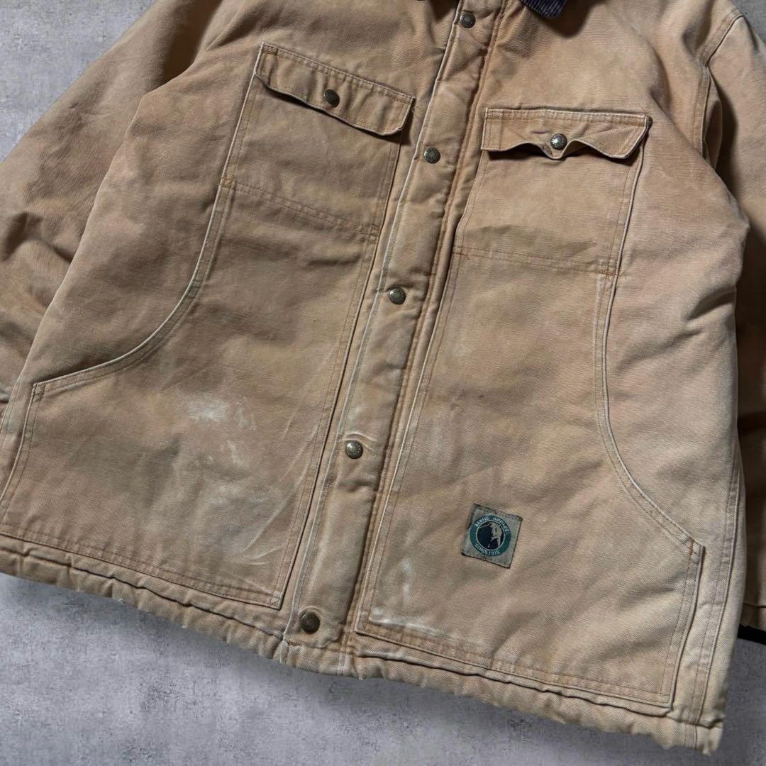 古着ダックジャケットトラディショナルコートキャメルブラウンコーデュロイ襟アメカジ