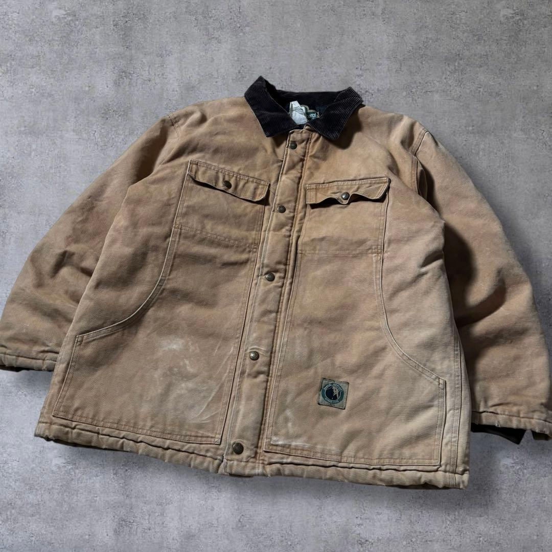 古着ダックジャケットトラディショナルコートキャメルブラウンコーデュロイ襟アメカジ