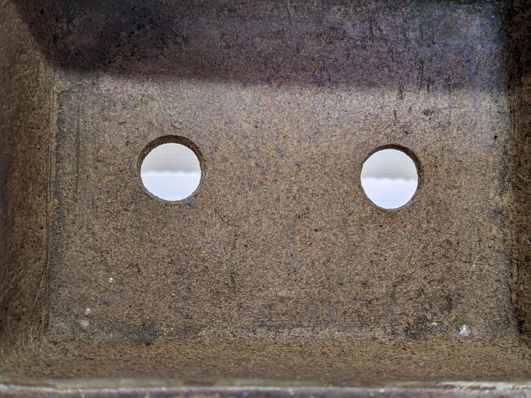 ♦小品盆栽鉢 辰の釘彫り印 長方形四足ミニ盆栽鉢？中国 国内 古美術骨董品