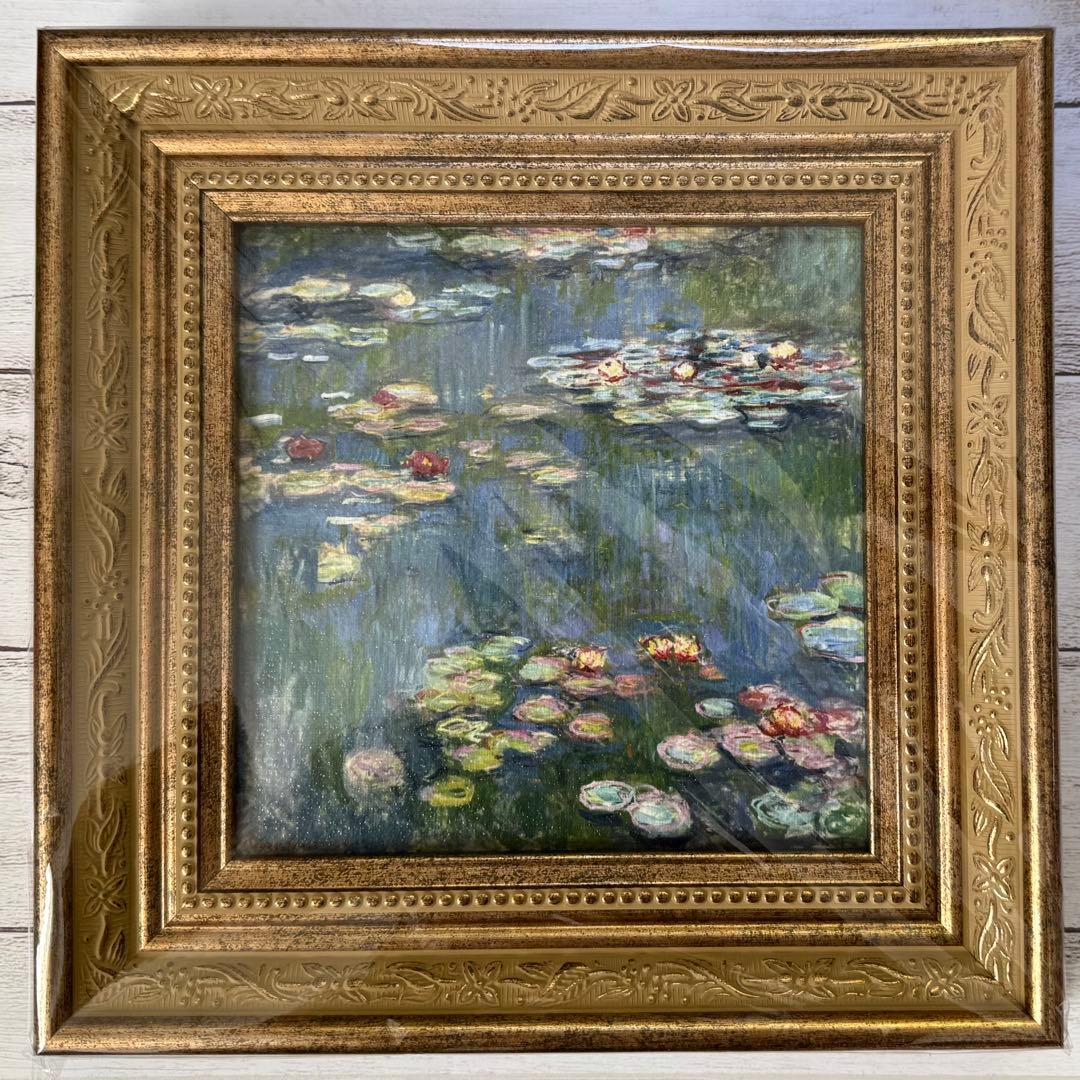 クロード・モネ 睡蓮 1916年 油彩画 スタンド付き ミニ複製画 約26cm