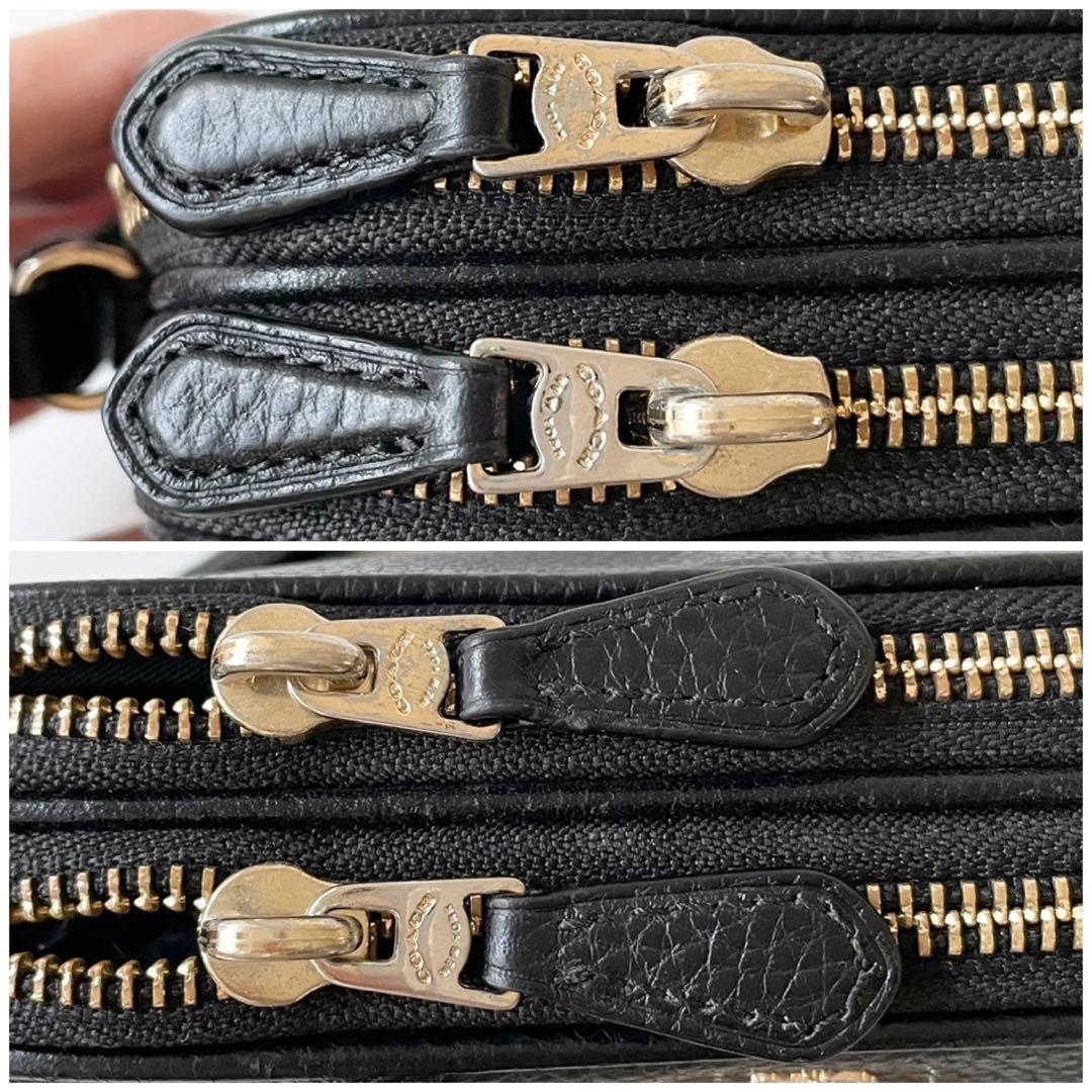 【極美品】COACH ダブルファスナー ショルダーバッグ カメラバッグ 黒
