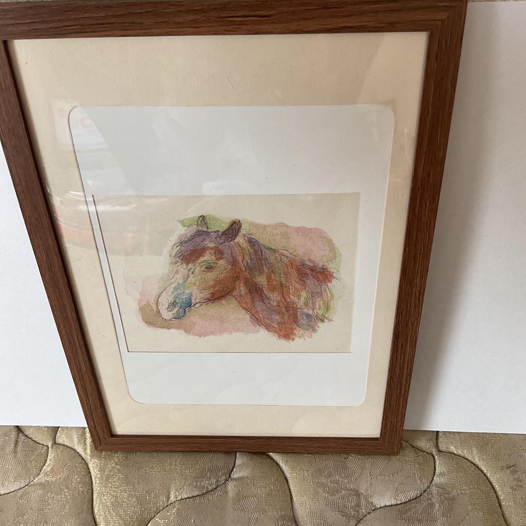 坂本繁二郎 木版 《 馬 の 首 》 1958年 制作 額装