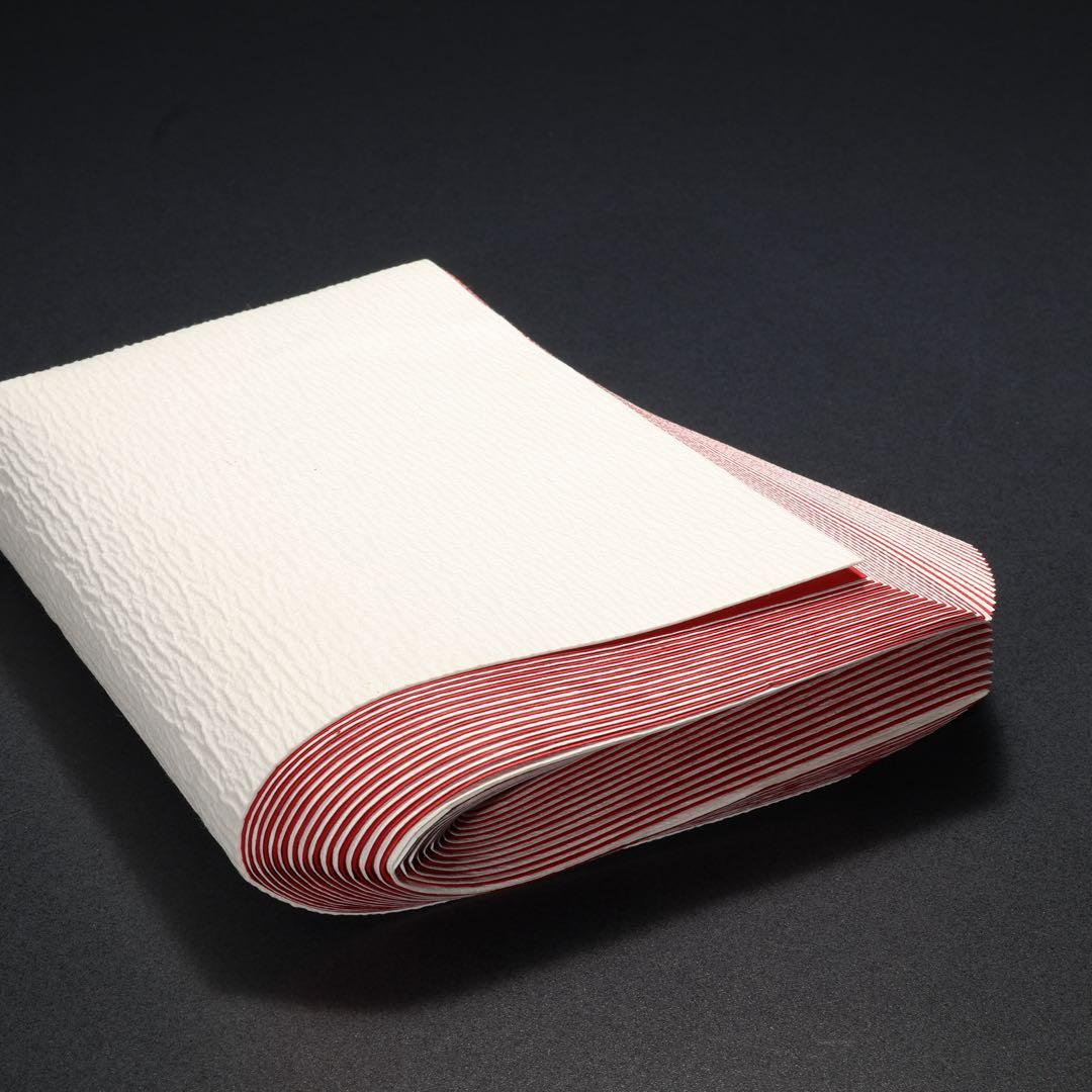 【茶道具】紙釜敷　檀紙　紅白　山崎吉左衛門　共箱　R1660