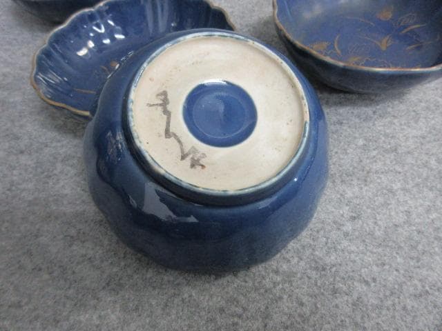 古伊万里瑠璃金彩あざみ図なます皿5枚 [B25908]