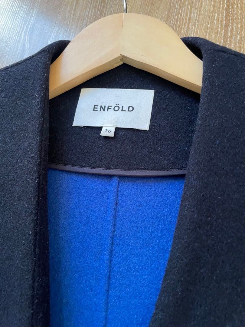 ENFOLD ウールリバーノーカラーコート
