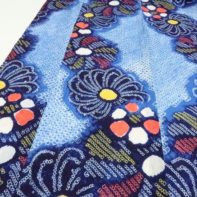 Y3425◆有松鳴海絞り 綿 背・居敷当て付 手縫い 高級浴衣 洗える夏着物