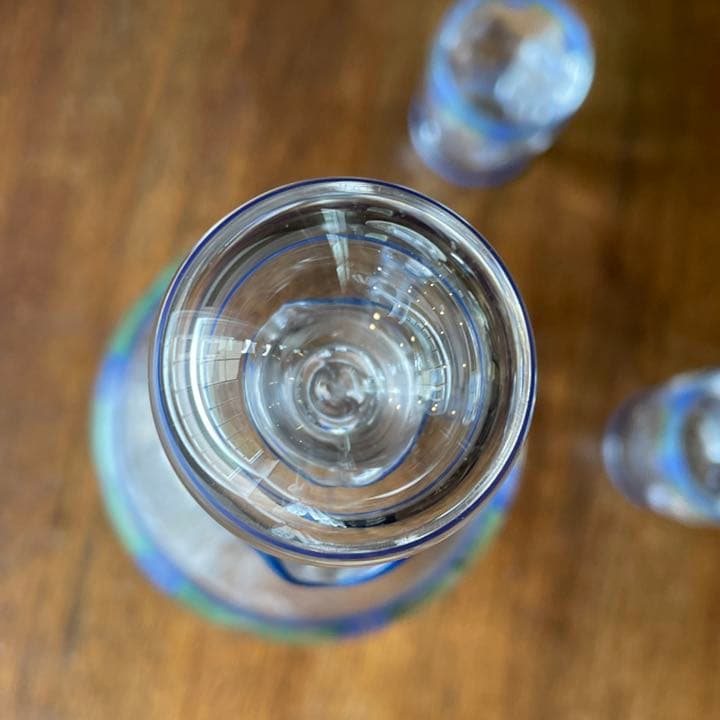 フランスアンティーク デキャンタとグラス2個