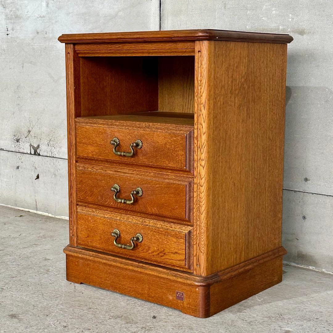 ✦昭和レトロ✦ 1981年製 サイドチェスト 木製 オーク無垢 アンティーク