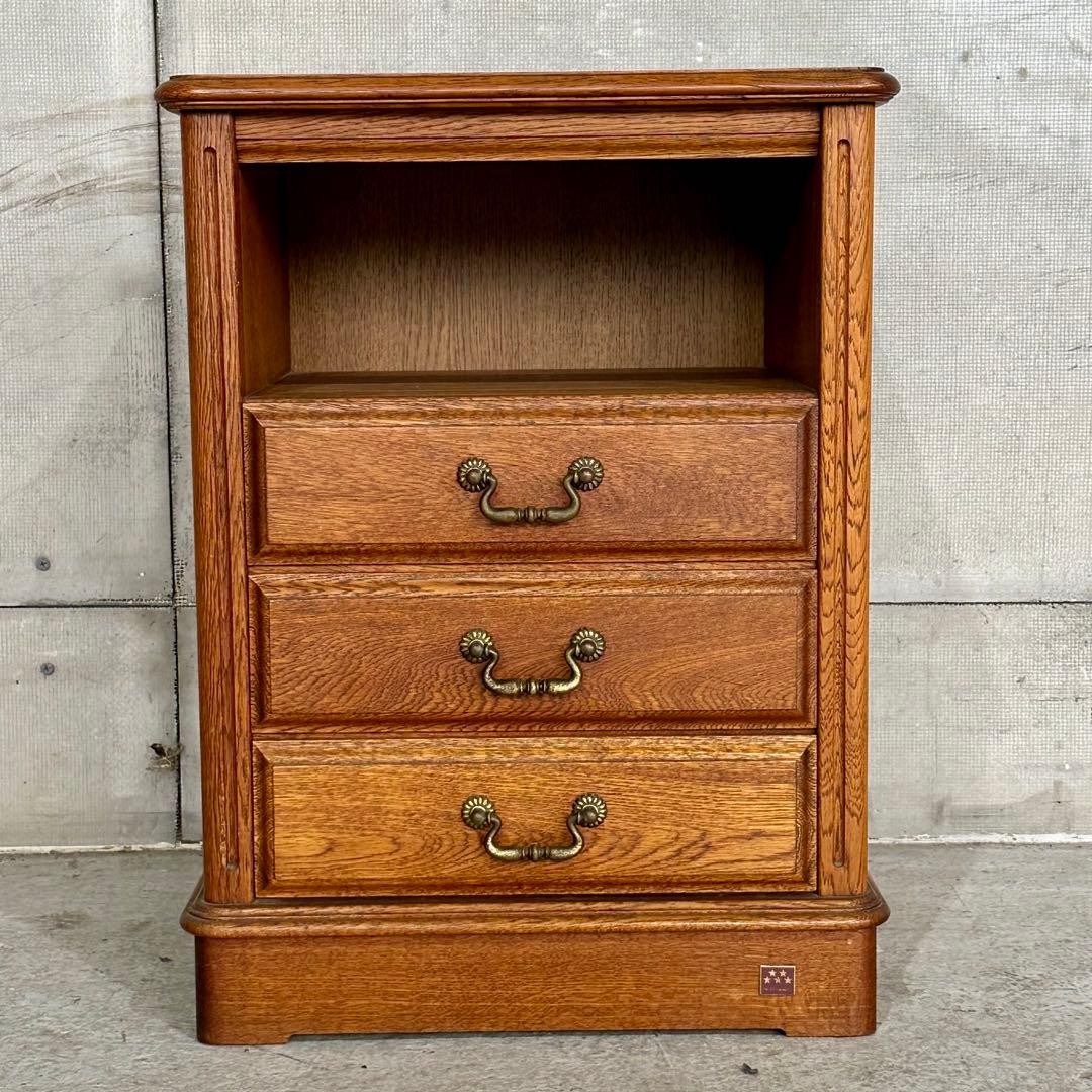 ✦昭和レトロ✦ 1981年製 サイドチェスト 木製 オーク無垢 アンティーク