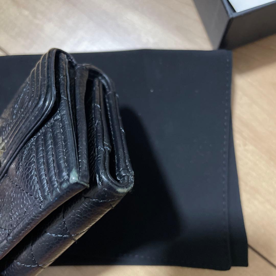 値下げ　CHANEL 三つ折り財布 ブラック