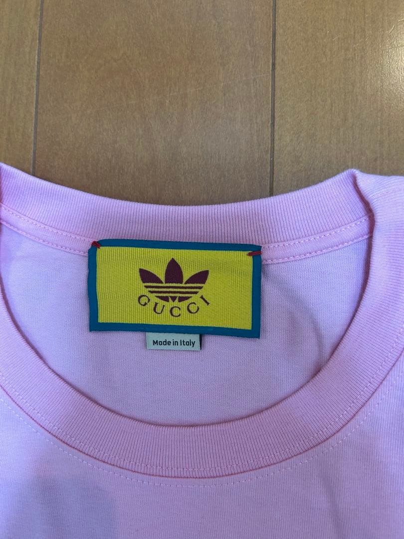 GUCCI × adidas コラボ Tシャツ ピンク XL トレフォイルロゴ