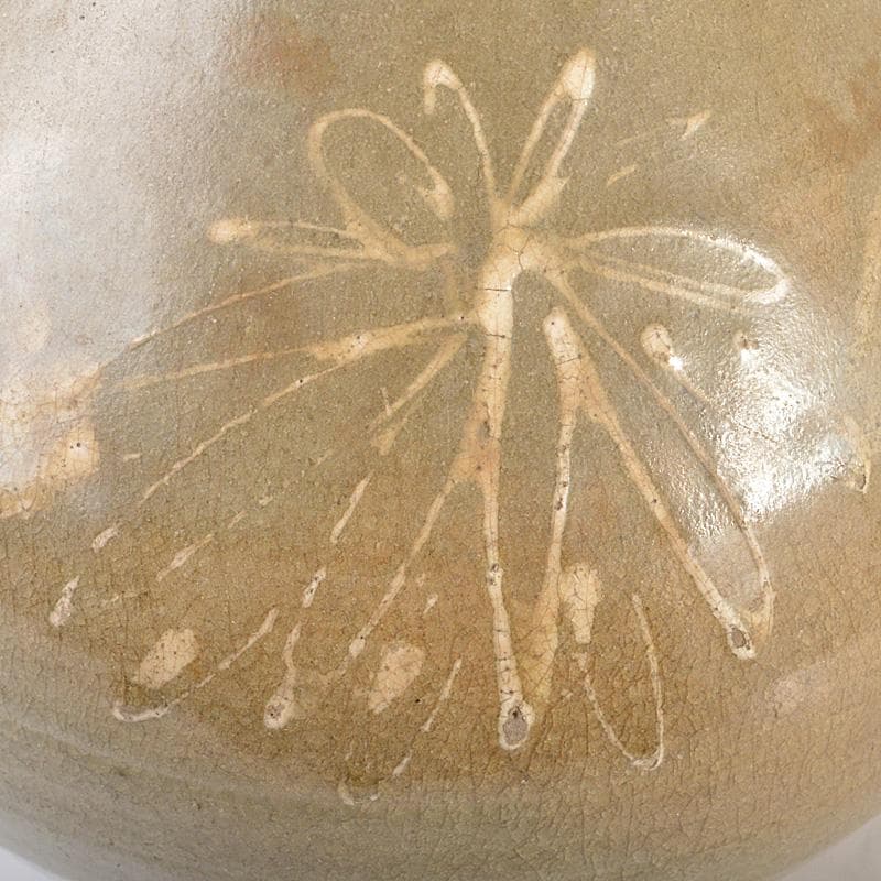 朝鮮　高麗青磁　花卉文　長頸瓶　C　6104C