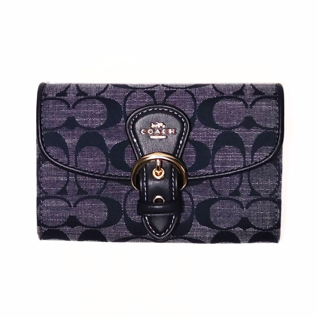 【新品】コーチ　二つ折り 財布　小銭入れ　ケース　カード入れ　　ブルー