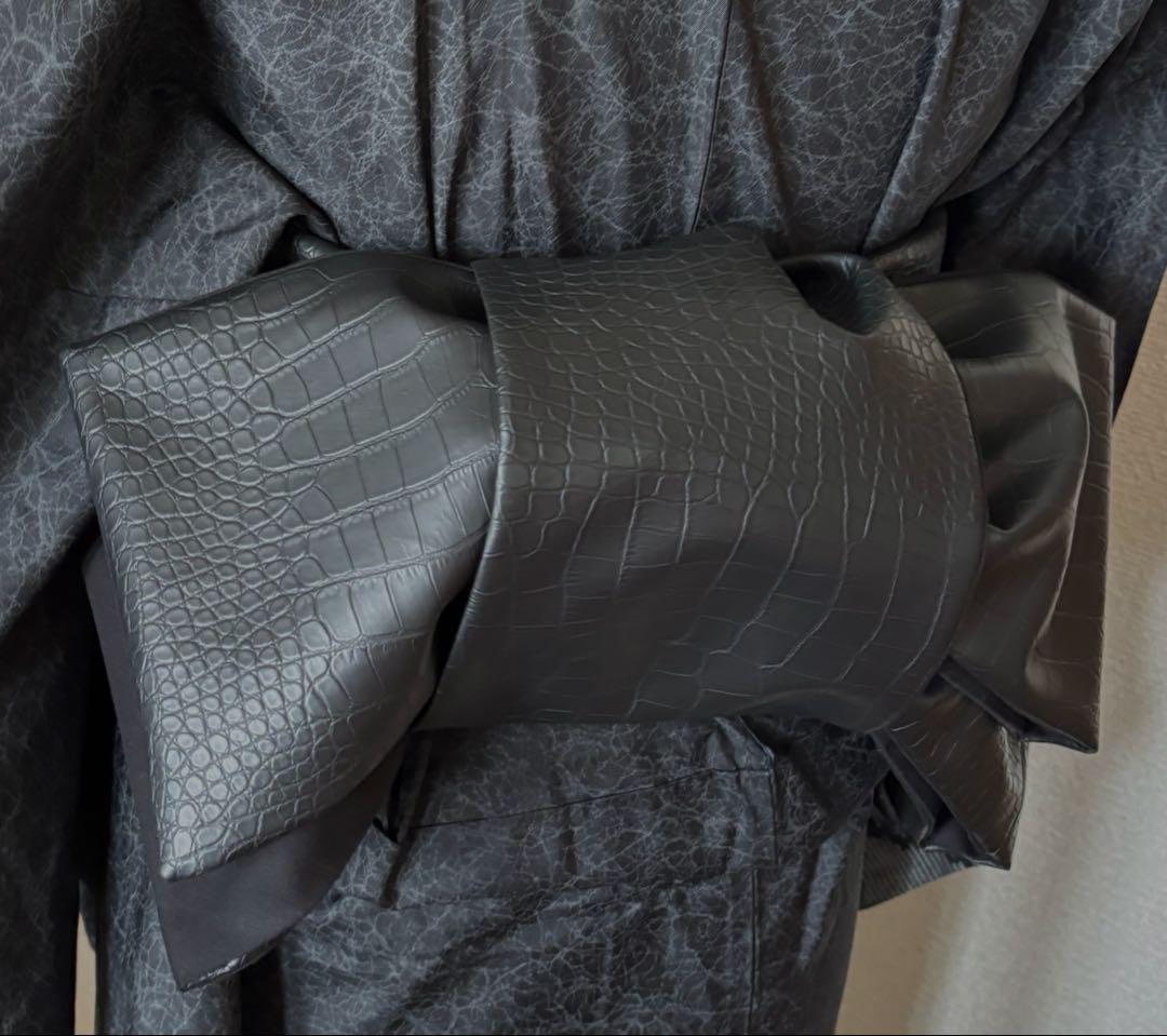 レザー半幅帯　クロコ調