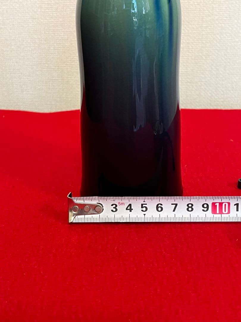 人間国宝  三代 徳田八十吉  碧明釉 花入 管理T223 共箱 共布 陶歴付