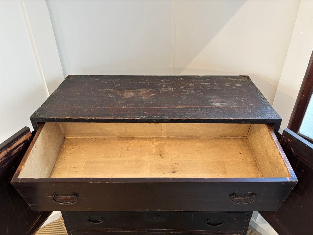 時代箪笥 扉付き4段 アンティーク和箪笥 古道具 古家具 明治